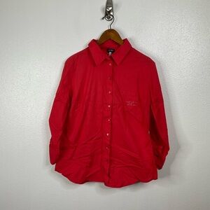 Armani Jeans Red Button Down‎ Top Size 12